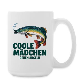 Cool Girl Fishing - Large Mug 440 ml - white - Right