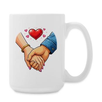 Poignée de main de l’amour – Connexion - Grande tasse 440 ml - blanc - Droite