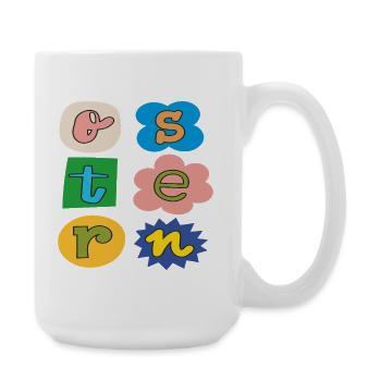 bunte Oster Buchstaben - Große Tasse 440 ml - Weiß - Rechts