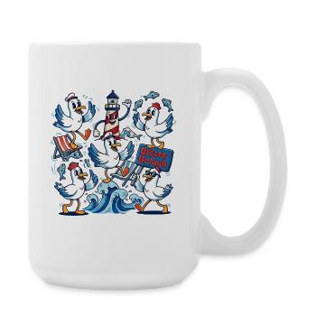 Ostsee Urlaub Möwe Leuchtturm - Große Tasse 440 ml - Weiß - Rechts