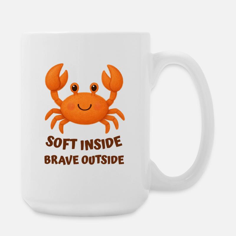 Crab tender on the inside, the outside - Large Mug 440 ml - white