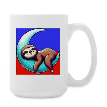 Sloth sleeps on the Moon - Large Mug 440 ml - white - Right