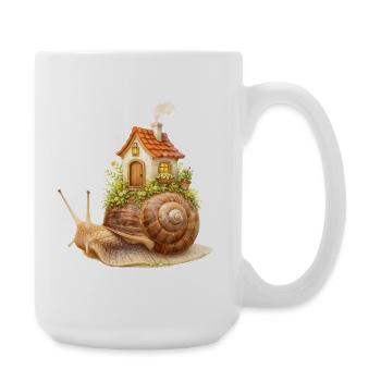 Snail with small house fantasy illustration - Large Mug 440 ml - white - Right