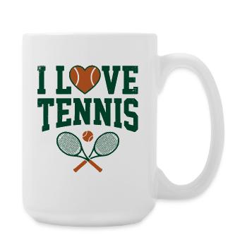 Tennis T-shirt, I Love Tennis Paris Shirt, Hoodie - Große Tasse 440 ml - Weiß - Rechts