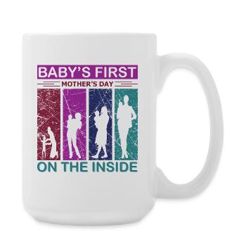 Premier t-shirt de la fête des mères du bébé décorateur d’intérieur - Grande tasse 440 ml - blanc - Droite