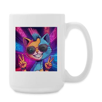 Frankensteen: Cyberpunk Kitty - Große Tasse 440 ml - Weiß - Rechts