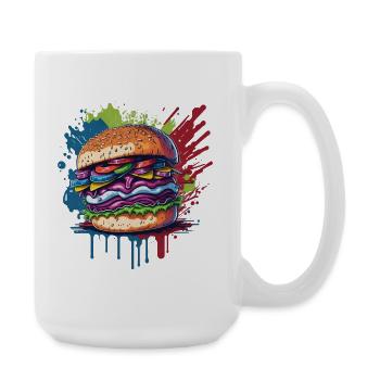 Burger - Hamburger - Fastfood - Große Tasse 440 ml - Weiß - Rechts