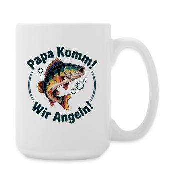 Papa Komm Wir Angeln Fischmotiv - Große Tasse 440 ml - Weiß - Rechts
