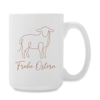 Frohe Ostern, Süßes Lämmchen Shirt, Socken, Mütze - Große Tasse 440 ml - Weiß - Rechts