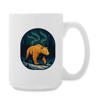 Nordlichtbär im Wald - Große Tasse 440 ml - Weiß - Rechts