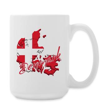 Map with the flag of Denmark, I love Denmark - Large Mug 440 ml - white - Right