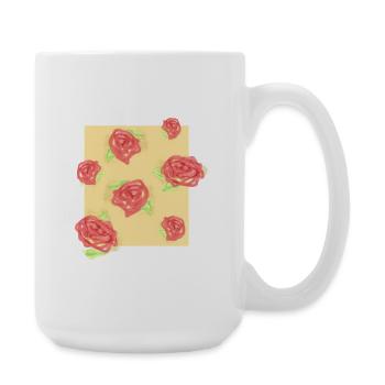 Pastel roses on cream - Large Mug 440 ml - white - Right
