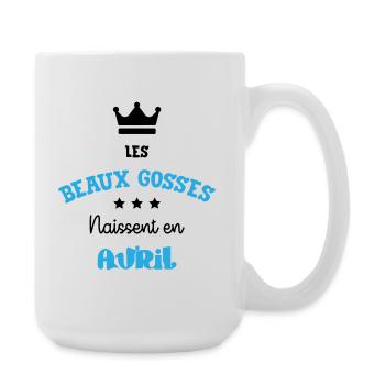 Cadeau naissance bébé garçon Avril Beaux Gosses - Grande tasse 440 ml - blanc - Droite
