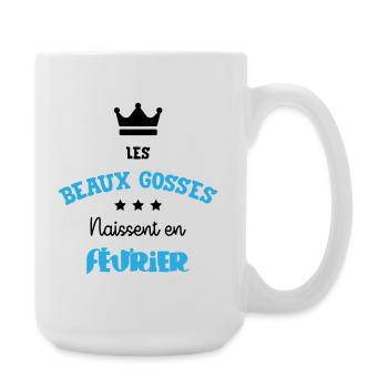 Cadeau naissance bébé garçon Février Beaux Gosses - Grande tasse 440 ml - blanc - Droite