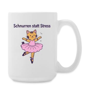 Schnurren statt Stress – Ballettkatze - Große Tasse 440 ml - Weiß - Rechts