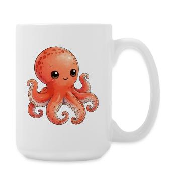 Kawaii Orange Octopus - Large Mug 440 ml - white - Right
