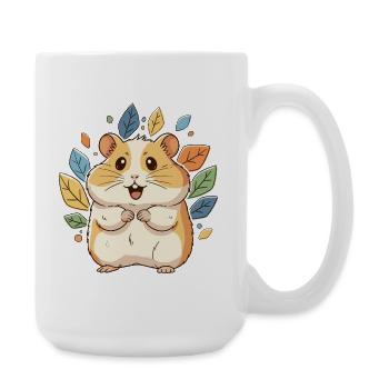 Kuscheliger Hamster mit Herbstblättern - Große Tasse 440 ml - Weiß - Rechts