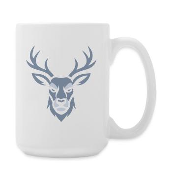 Blauer Hirschkopf  - Große Tasse 440 ml - Weiß - Rechts