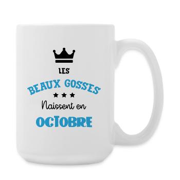 Les Beaux Gosses Naissent en Octobre Humour - Grande tasse 440 ml - blanc - Droite