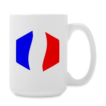 Abstrait Tricolore Bleu Blanc Rouge Courbe - Grande tasse 440 ml - blanc - Droite