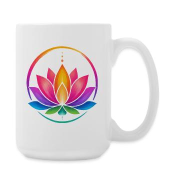 Rainbow Lotus in a Circle - Large Mug 440 ml - white - Right