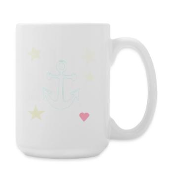 Anchor Hand Drawing with Star Heart - Large Mug 440 ml - white - Right
