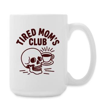 Tired Moms Club Retro Coffee Skull Mom - Large Mug 440 ml - white - Right