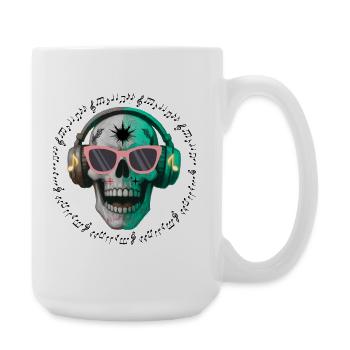Skull with headphone and sunglasses t-shirt design - Large Mug 440 ml - white - Right