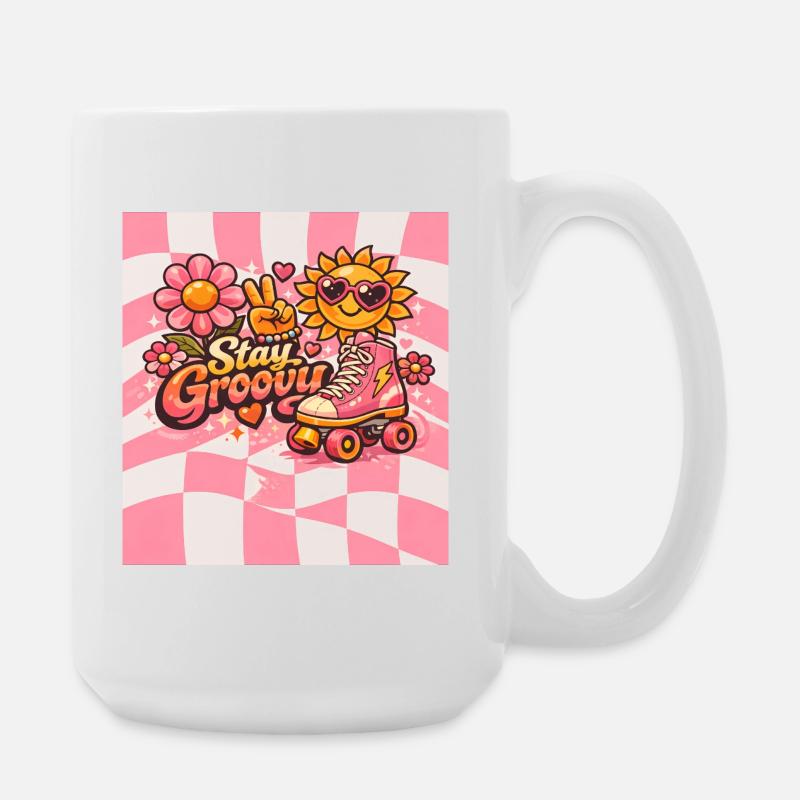 Pink retro-stil - Stor kop 440 ml - hvid