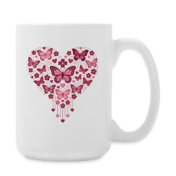 Cœur Papillon Fleuri Éclat - Grande tasse 440 ml - blanc - Droite