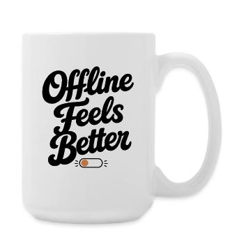 Offline Feels Better | Minimal Retro Typography  - Large Mug 440 ml - white - Right