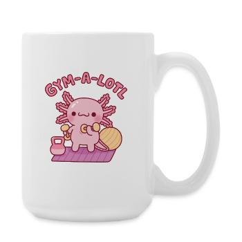 Süßes Gym-A-Lotl Axolotl Lustiges Fitness-Wortspiel - Große Tasse 440 ml - Weiß - Rechts
