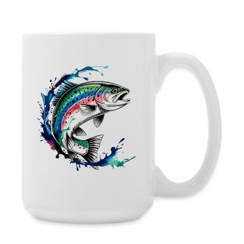 Jumping Trout Trout Jump - Large Mug 440 ml - white - Right