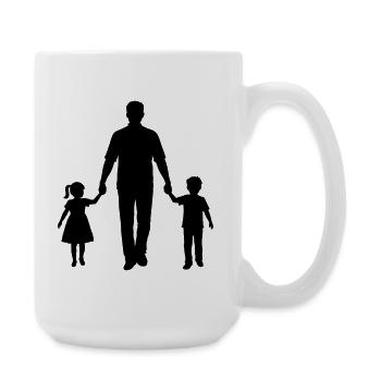 Father Child Silhouette Walking Family Dad Love - Large Mug 440 ml - white - Right