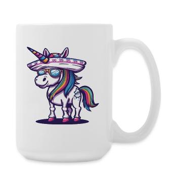 Unicorn Funny Sombrero - Large Mug 440 ml - white - Right