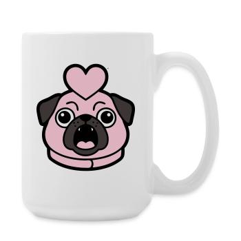 Mops Hund Herz Liebe Bellen - Große Tasse 440 ml - Weiß - Rechts