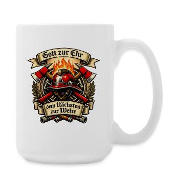Feuerwehr Abzeichen Flammendes Wappen - Große Tasse 440 ml - Weiß - Rechts