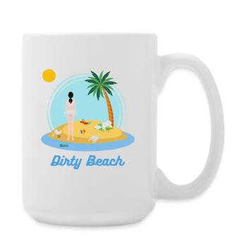 Schmutziger Strand - Große Tasse 440 ml - Weiß - Rechts