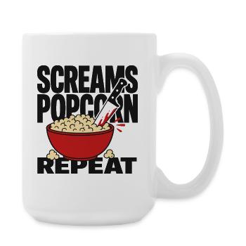 Screams Popcorn Repeat - Große Tasse 440 ml - Weiß - Rechts