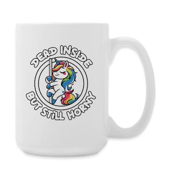 Rainbow Unicorn Pole Dance Dead inside horny - Große Tasse 440 ml - Weiß - Rechts