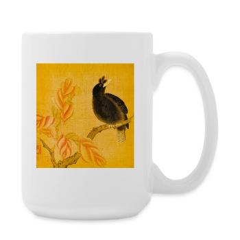 Black Songbird on Yellow Blossoms - Large Mug 440 ml - white - Right