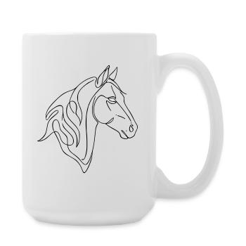 Minimalist Horse Line Art Elegant Line Design - Large Mug 440 ml - white - Right