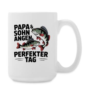 Papa und Sohn angeln zusammen - Große Tasse 440 ml - Weiß - Rechts