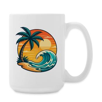 Palm Tree Sun Wave Vacation Summer Beach Shirt - Grande tasse 440 ml - blanc - Droite