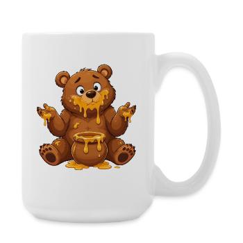 Dessin animé Honey Bear avec Pot - Grande tasse 440 ml - blanc - Droite