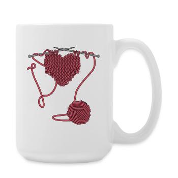 J’adore crocheter ou tricoter - Grande tasse 440 ml - blanc - Droite