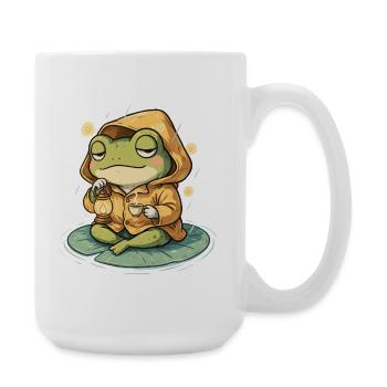 Frosch im Regenmantel - Große Tasse 440 ml - Weiß - Rechts