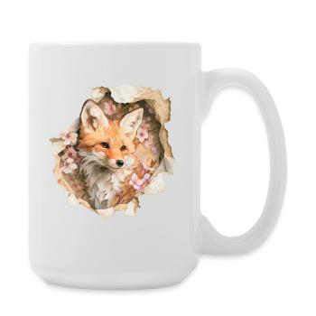 Fox with cherry blossoms - Large Mug 440 ml - white - Right