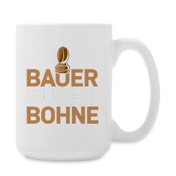 Schach Geschenk T-Shirt | Bauer sucht Bohne Humor - Große Tasse 440 ml - Weiß - Rechts