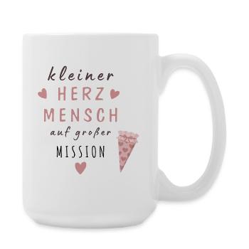Kleiner Herzmensch auf großer Mission - Große Tasse 440 ml - Weiß - Rechts